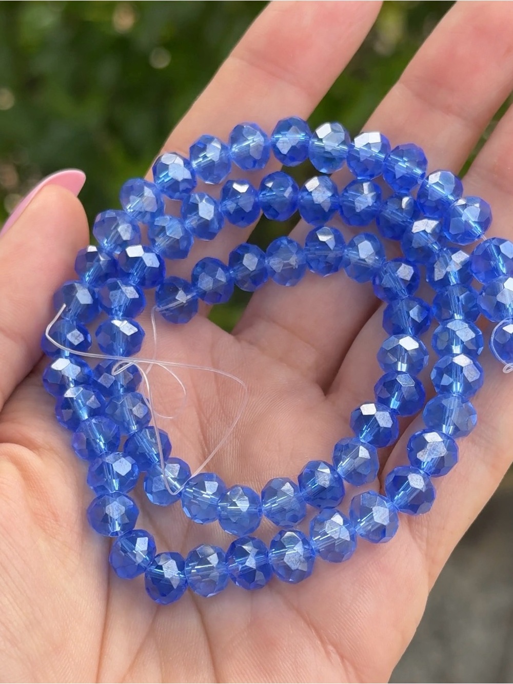 Faceted Blue Crystal Bead 15 Inch Strand